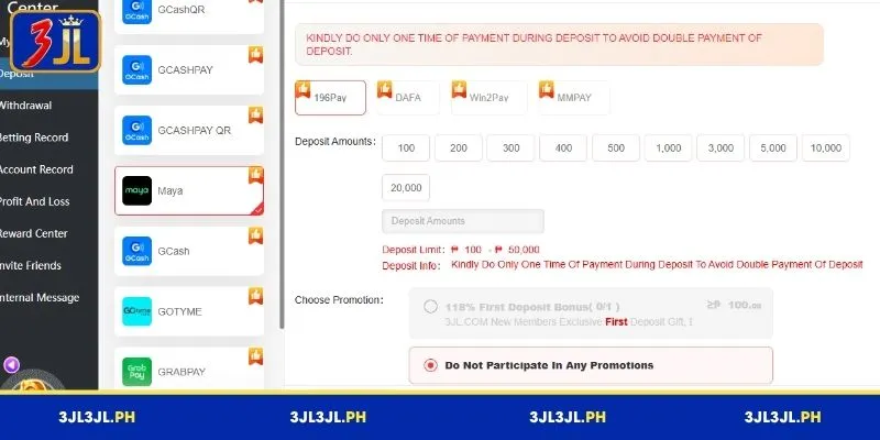 A detailed, step-by-step guide to making quick deposits at 3JL