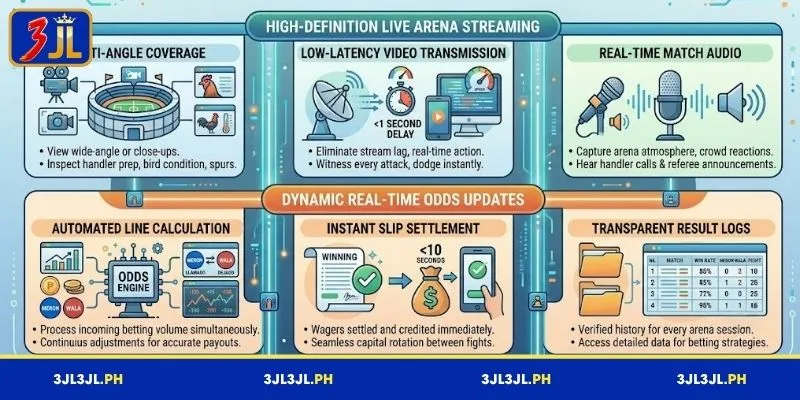 Core Features of 3JL Live Cockfighting